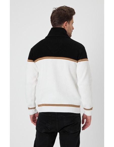 Pull homme blanc et camel tendance chic