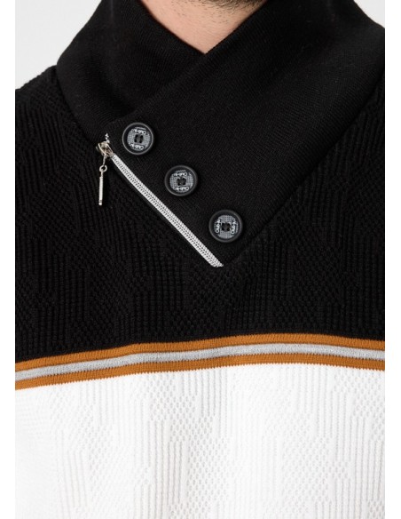 Pull homme blanc et camel tendance chic