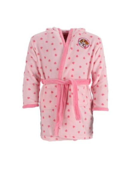 Peignoir Paw Patrol enfant rose à capuche motif cœurs