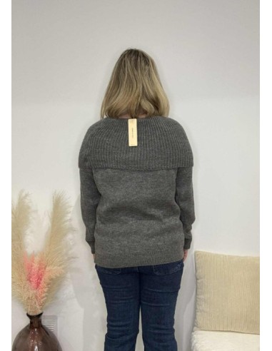 Pull femme col bardot unis tendance