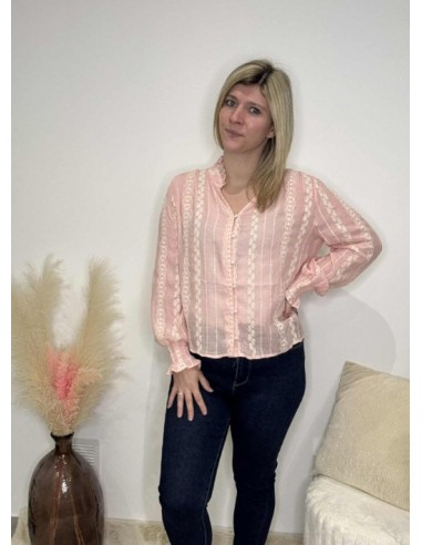 Blouse brodé rose femme tendance moderne