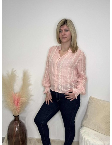 Blouse brodé rose femme tendance moderne