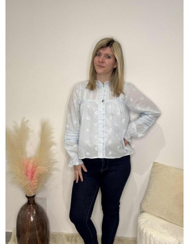Blouse femme tendance bleu ciel mode