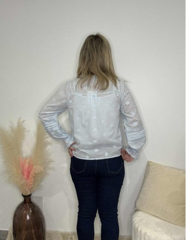 Blouse femme tendance bleu ciel mode
