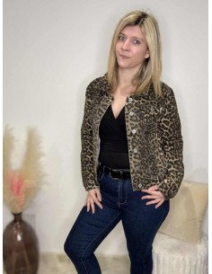 Veste en jeans léopard femme tendance mode fashion