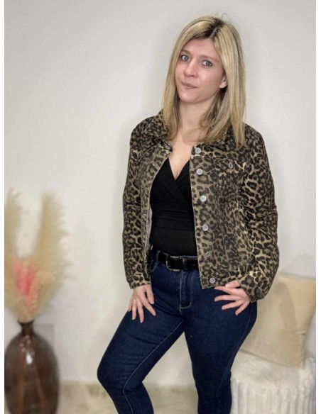 Veste en jeans léopard femme tendance mode fashion