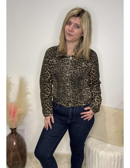 Veste en jeans léopard femme tendance mode fashion