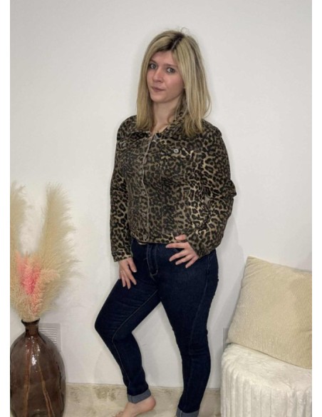 Veste en jeans léopard femme tendance mode fashion