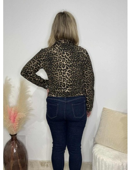 Veste en jeans léopard femme tendance mode fashion
