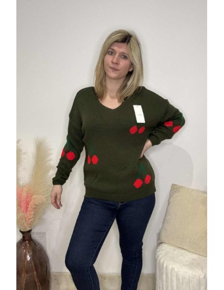 Pull femme cerise tendance mode fashion