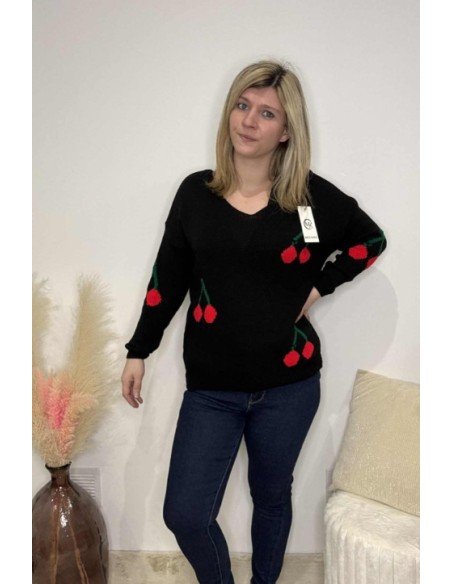 Pull femme cerise tendance mode fashion