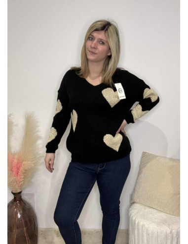 Pull femme coeur doré tendance