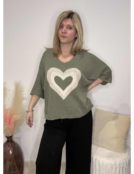 Pull femme tendance cœur