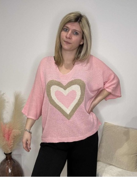 Pull femme tendance cœur