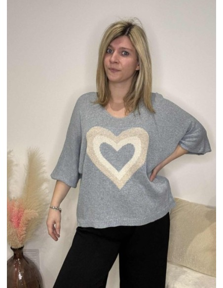 Pull femme tendance cœur