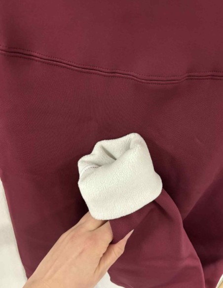 Legging polaire femme bordeaux