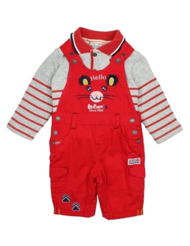 Salopette rouge avec polo manche longue Lee Cooper