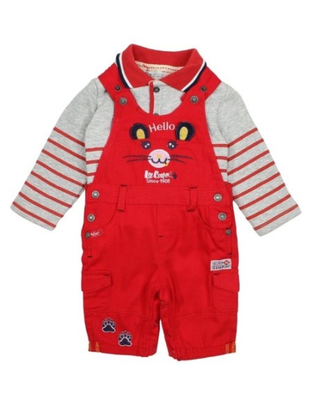 Salopette rouge avec polo manche longue Lee Cooper