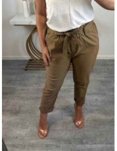 Pantalon femme kaki et camel