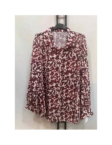 Chemise bordeaux motif femme tendance