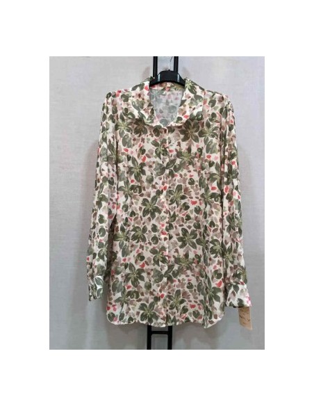 Chemise fleuries kaki oversize mode femme