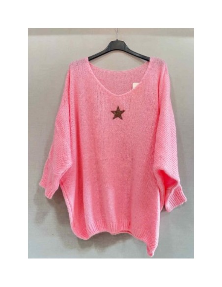 Pull femme oversize etoile