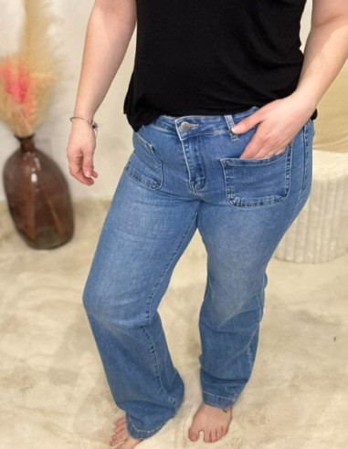 Jeans femme large bleu