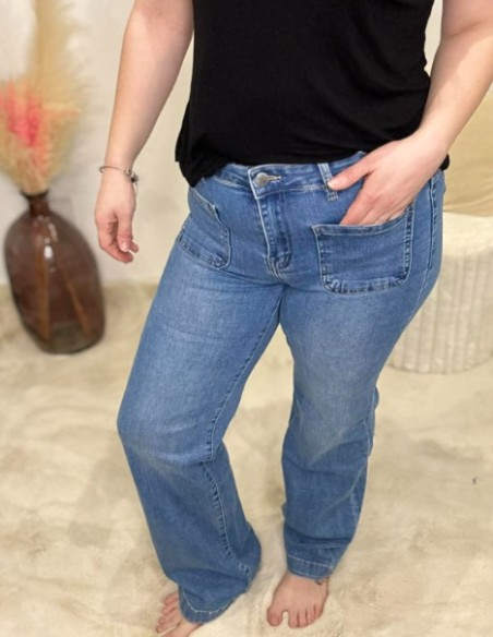 Jeans femme large bleu