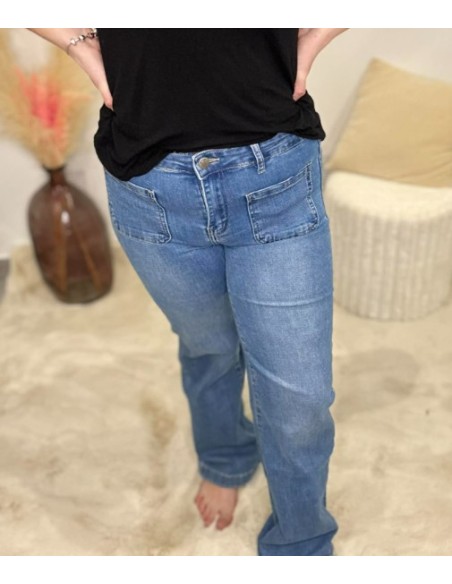 Jeans femme large bleu