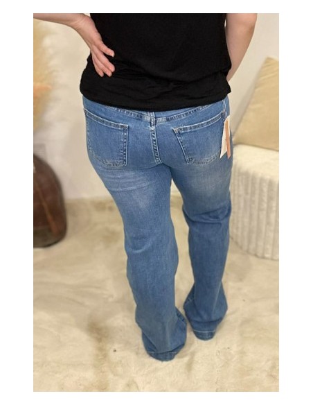 Jeans femme large bleu