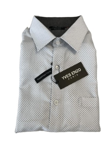 Chemise homme manche longue blanche à pois
