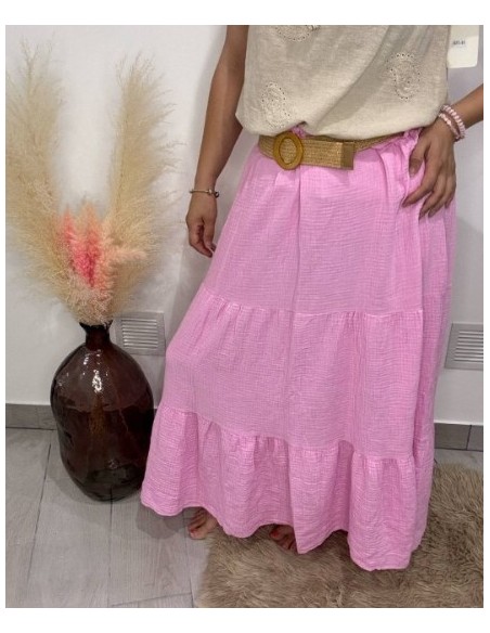 Jupe longue femme en gaze de coton tendance mode