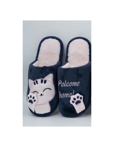 Chausson femme chat mignon tout doux