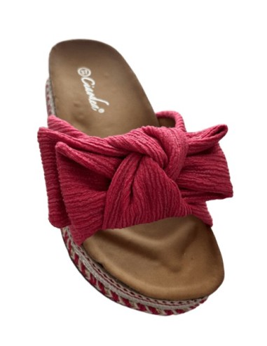 Claquette femme rose à nœud
