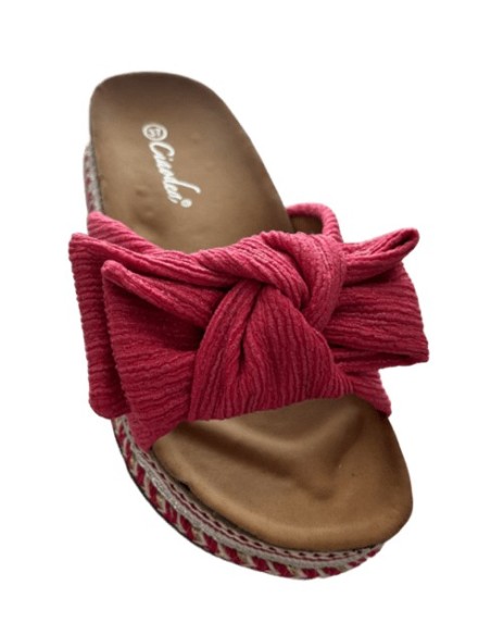 Claquette femme rose à nœud