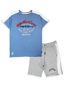 Ensemble short gris et t-shirt bleu RG512