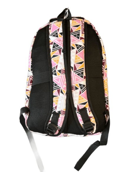 Sac à dos motif triangle rose/jaune