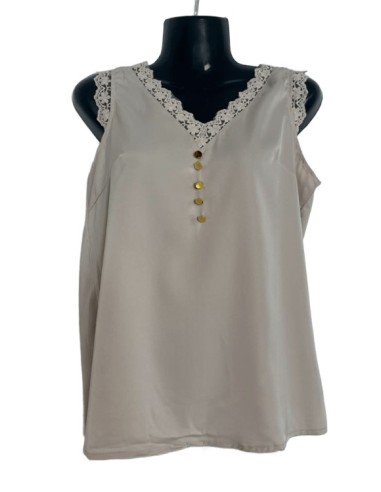 Top beige brodé