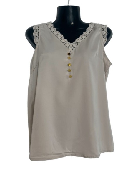 Top beige brodé