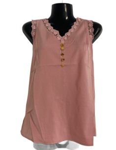 Top rose brodé