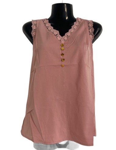 Top rose brodé