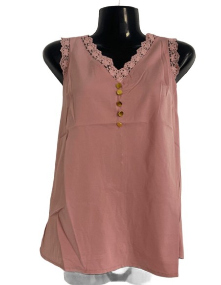 Top rose brodé