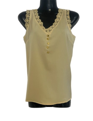 Top jaune brodé