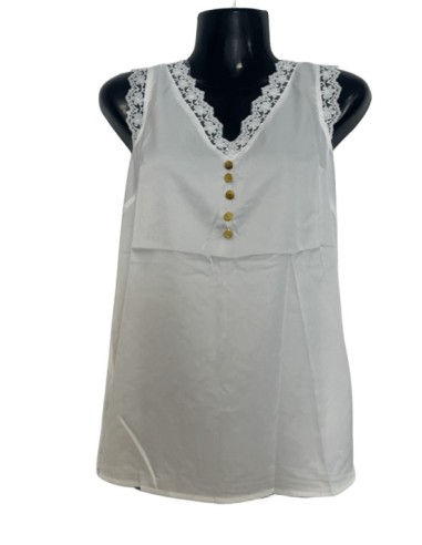 Top blanc brodé
