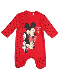Pyjama 1 pièce bébé mickey et minnie rouge du 3 mois au 24 mois