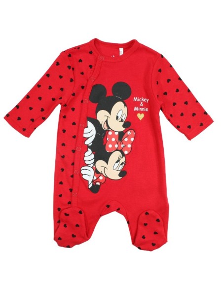 Pyjama 1 pièce bébé mickey et minnie rouge du 3 mois au 24 mois