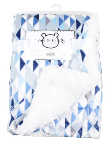 Plaid bébé polaire doux losange bleu 75x100 cm