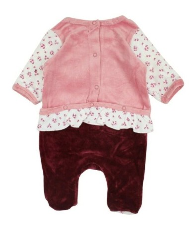 Pyjama velours bébé 1 pièce Lee Cooper rose du 0 mois au 12 mois