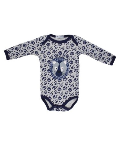 Ensemble bébé garçon 4 pièces  body, bavoir,pyjama,bonnet bleu et gris