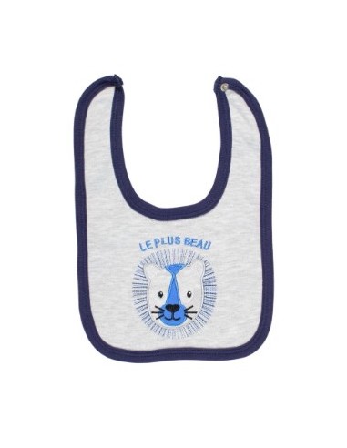 Ensemble bébé garçon 4 pièces  body, bavoir,pyjama,bonnet bleu et gris